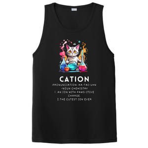 Cation Funny Chemistry Humor Science Teacher Cat Pun Meaningful Gift PosiCharge Competitor Tank