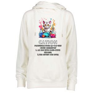 Cation Funny Chemistry Humor Science Teacher Cat Pun Meaningful Gift Womens Funnel Neck Pullover Hood