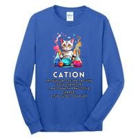 Cation Funny Chemistry Humor Science Teacher Cat Pun Meaningful Gift Tall Long Sleeve T-Shirt