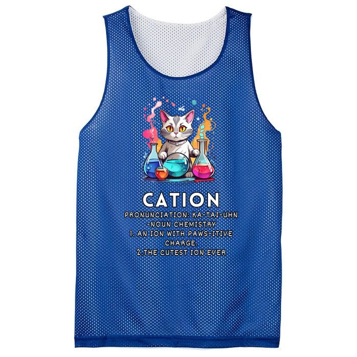 Cation Funny Chemistry Humor Science Teacher Cat Pun Meaningful Gift Mesh Reversible Basketball Jersey Tank