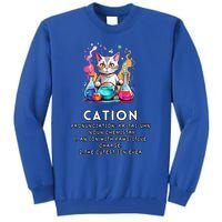 Cation Funny Chemistry Humor Science Teacher Cat Pun Meaningful Gift Tall Sweatshirt