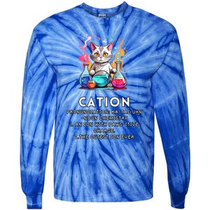 Cation Funny Chemistry Humor Science Teacher Cat Pun Meaningful Gift Tie-Dye Long Sleeve Shirt