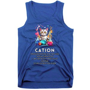 Cation Funny Chemistry Humor Science Teacher Cat Pun Meaningful Gift Tank Top