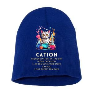 Cation Funny Chemistry Humor Science Teacher Cat Pun Meaningful Gift Short Acrylic Beanie