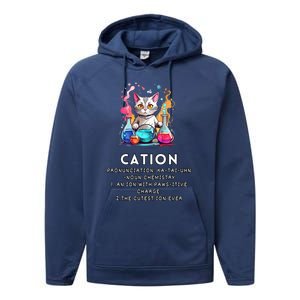 Cation Funny Chemistry Humor Science Teacher Cat Pun Meaningful Gift Performance Fleece Hoodie