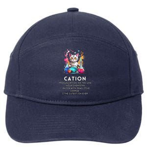 Cation Funny Chemistry Humor Science Teacher Cat Pun Meaningful Gift 7-Panel Snapback Hat