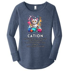 Cation Funny Chemistry Humor Science Teacher Cat Pun Meaningful Gift Women's Perfect Tri Tunic Long Sleeve Shirt