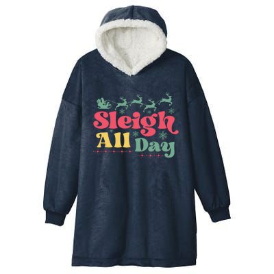 Cool Funny Christmas Santa Sleigh All Day Hooded Wearable Blanket