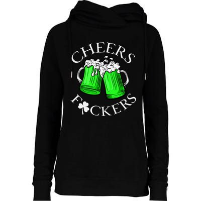 Cheers F Ckers St Patricks Day Beer Drinking Mugs Irish Womens Funnel Neck Pullover Hood