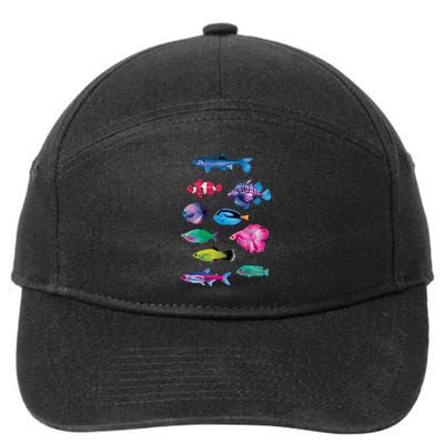 Colorful Fishes 7-Panel Snapback Hat
