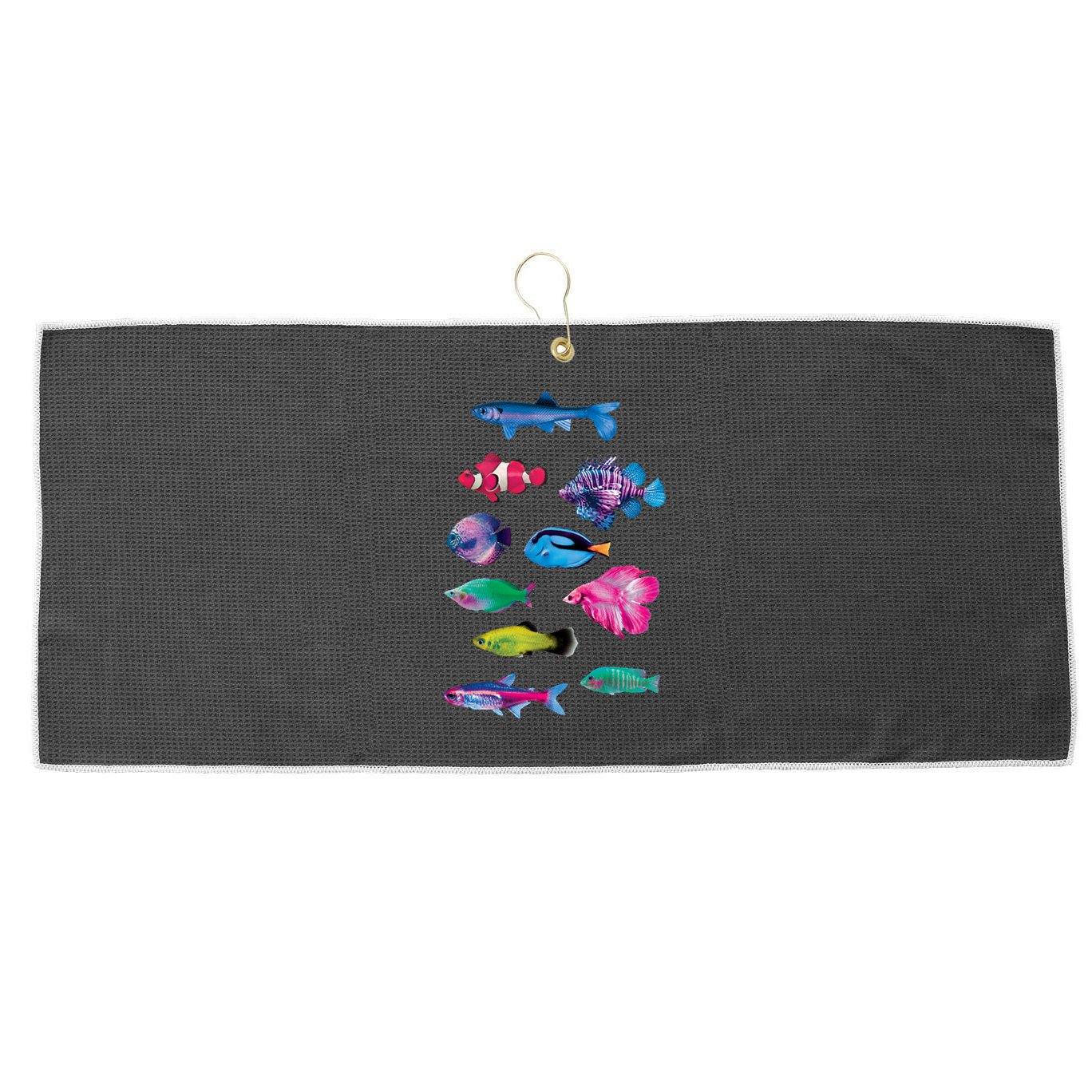 Colorful Fishes Large Microfiber Waffle Golf Towel