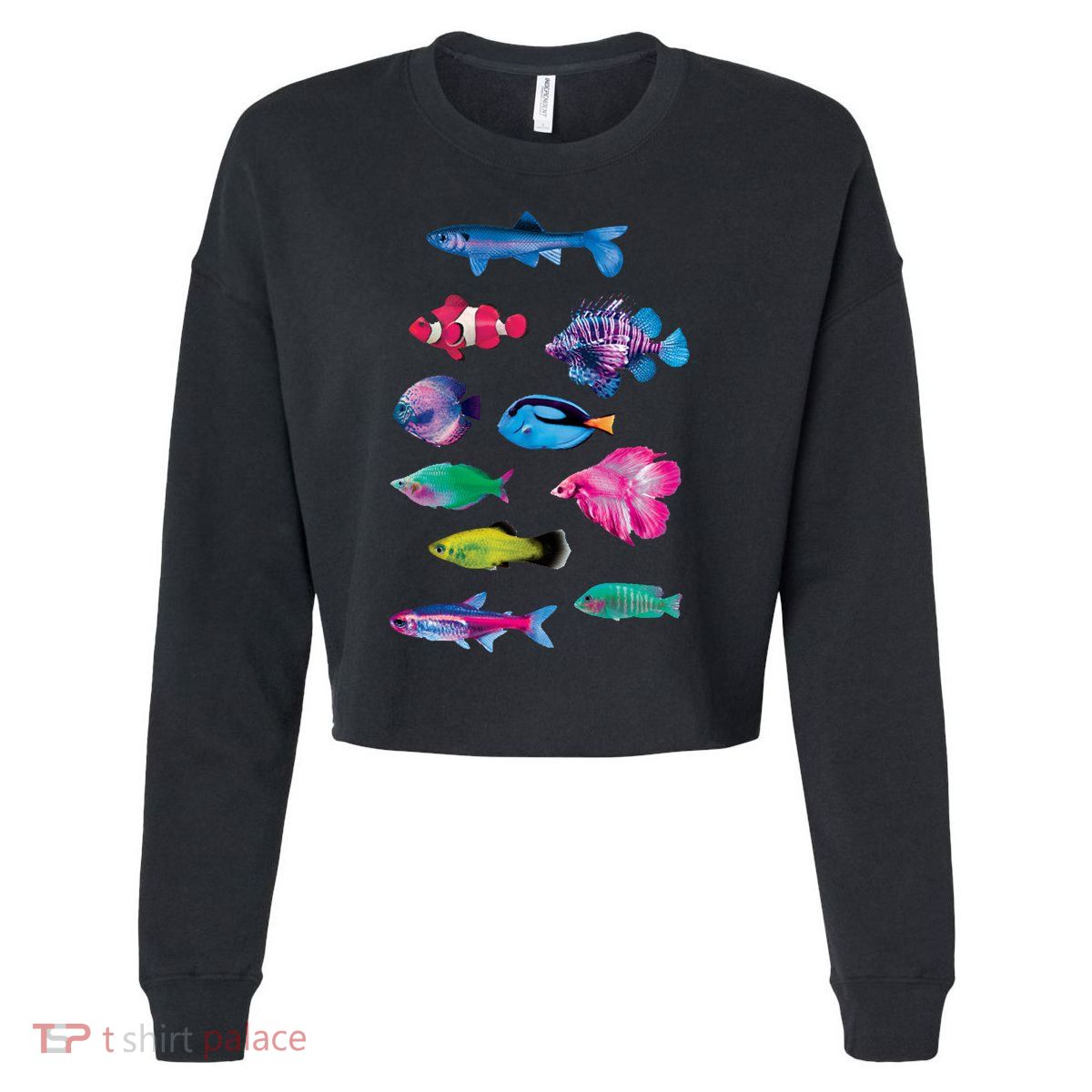 Colorful Fishes Cropped Pullover Crew