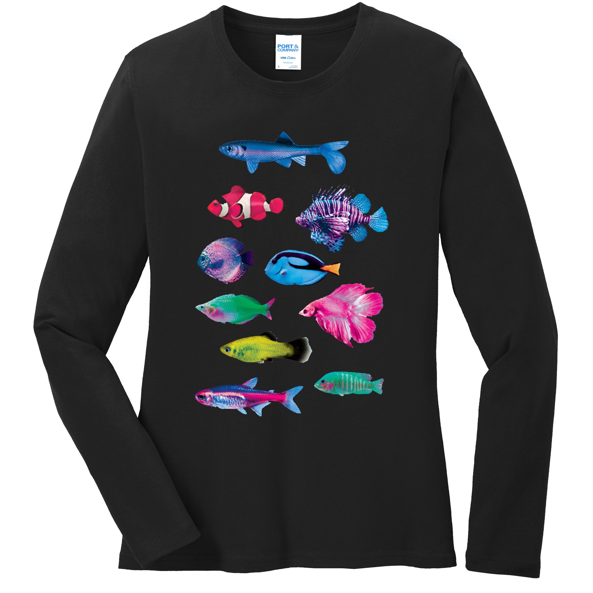 Colorful Fishes Ladies Long Sleeve Shirt