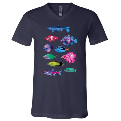 Colorful Fishes V-Neck T-Shirt