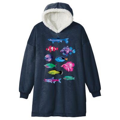 Colorful Fishes Hooded Wearable Blanket