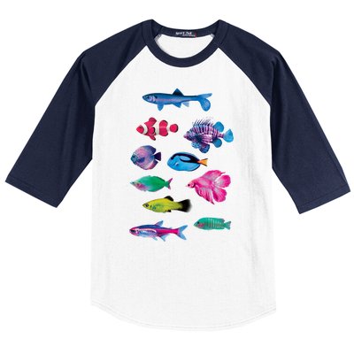 Colorful Fishes Baseball Sleeve Shirt