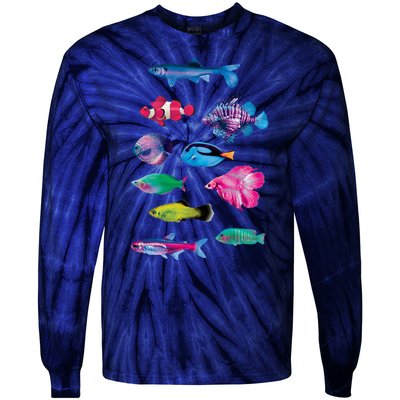 Colorful Fishes Tie-Dye Long Sleeve Shirt