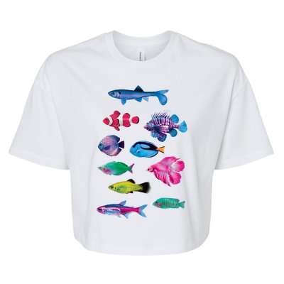 Colorful Fishes Bella+Canvas Jersey Crop Tee