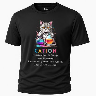 Cation Funny Chemistry Humor Science Teacher Cat Pun Gift Performance Shirt