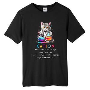 Cation Funny Chemistry Humor Science Teacher Cat Pun Gift Tall Fusion ChromaSoft Performance T-Shirt