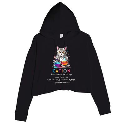 Cation Funny Chemistry Humor Science Teacher Cat Pun Gift Crop Fleece Hoodie