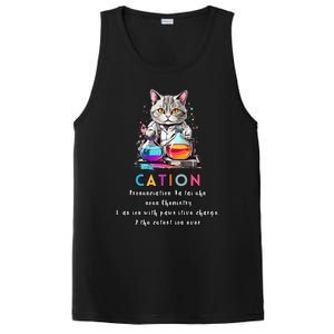 Cation Funny Chemistry Humor Science Teacher Cat Pun Gift PosiCharge Competitor Tank