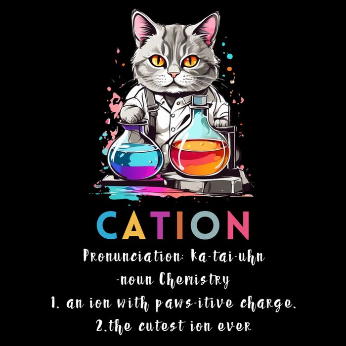 Cation Funny Chemistry Humor Science Teacher Cat Pun Gift Women's Crop Top Tee