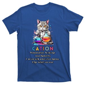 Cation Funny Chemistry Humor Science Teacher Cat Pun Gift T-Shirt