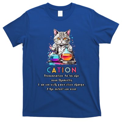 Cation Funny Chemistry Humor Science Teacher Cat Pun Gift T-Shirt