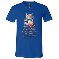 Cation Funny Chemistry Humor Science Teacher Cat Pun Gift V-Neck T-Shirt