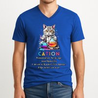 Cation Funny Chemistry Humor Science Teacher Cat Pun Gift V-Neck T-Shirt