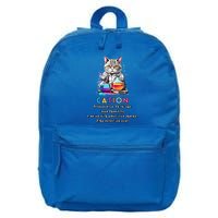 Cation Funny Chemistry Humor Science Teacher Cat Pun Gift 16 in Basic Backpack
