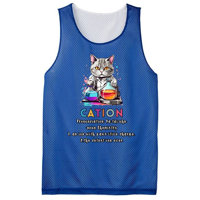 Cation Funny Chemistry Humor Science Teacher Cat Pun Gift Mesh Reversible Basketball Jersey Tank