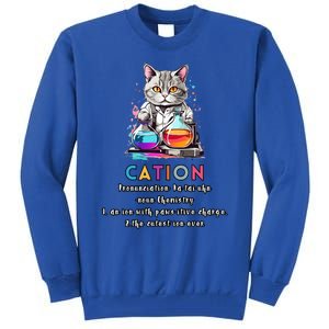 Cation Funny Chemistry Humor Science Teacher Cat Pun Gift Tall Sweatshirt