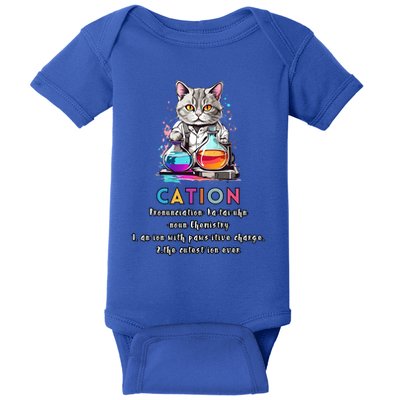 Cation Funny Chemistry Humor Science Teacher Cat Pun Gift Baby Bodysuit