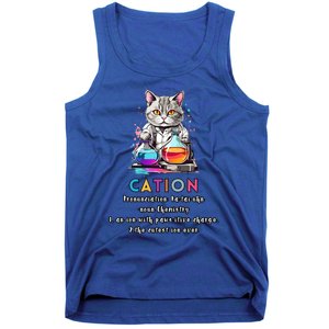 Cation Funny Chemistry Humor Science Teacher Cat Pun Gift Tank Top