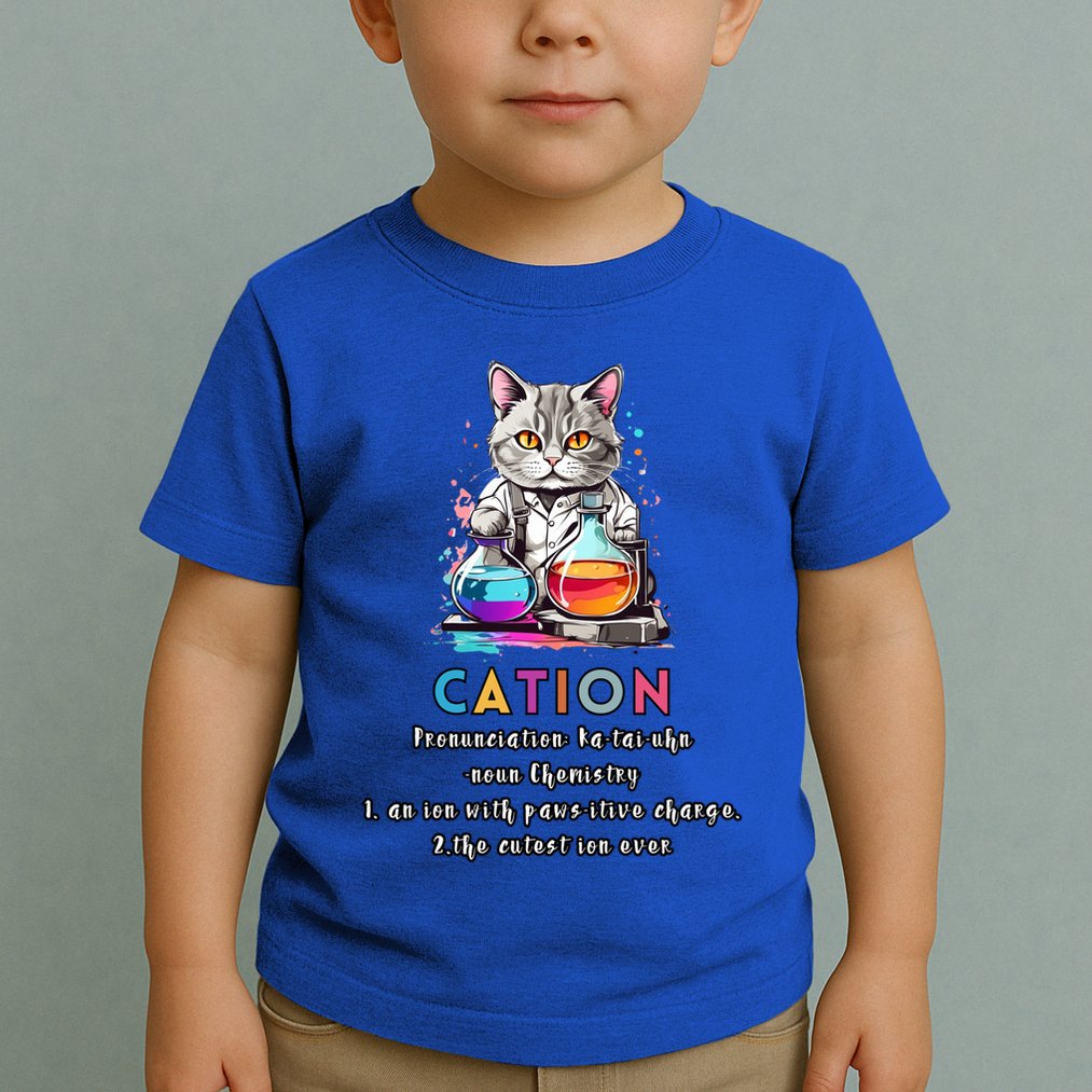 Cation Funny Chemistry Humor Science Teacher Cat Pun Gift Toddler T-Shirt