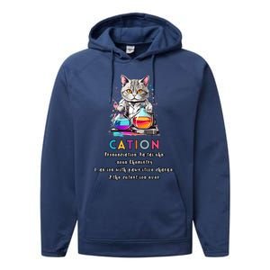 Cation Funny Chemistry Humor Science Teacher Cat Pun Gift Performance Fleece Hoodie