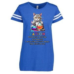 Cation Funny Chemistry Humor Science Teacher Cat Pun Gift Enza Ladies Jersey Football T-Shirt