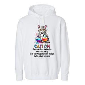 Cation Funny Chemistry Humor Science Teacher Cat Pun Gift Garment-Dyed Fleece Hoodie