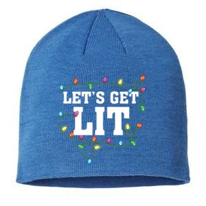 Christmas Funny Cute LetS Get Lit Xmas Cool Gift Sustainable Beanie