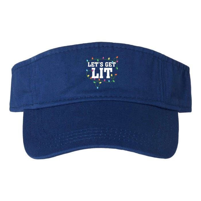 Christmas Funny Cute LetS Get Lit Xmas Cool Gift Valucap Bio-Washed Visor