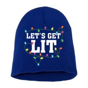 Christmas Funny Cute LetS Get Lit Xmas Cool Gift Short Acrylic Beanie