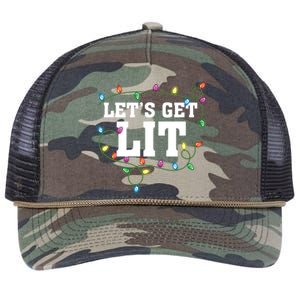 Christmas Funny Cute LetS Get Lit Xmas Cool Gift Retro Rope Trucker Hat Cap