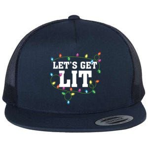 Christmas Funny Cute LetS Get Lit Xmas Cool Gift Flat Bill Trucker Hat