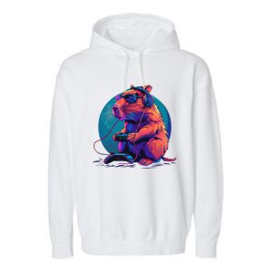 Capybara Funny Capybara Rodent & Video Games Lover Garment-Dyed Fleece Hoodie