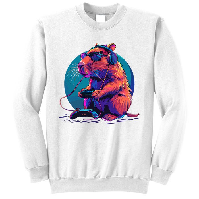 Capybara Funny Capybara Rodent & Video Games Lover Sweatshirt