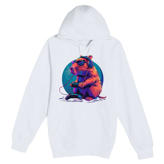 Capybara Funny Capybara Rodent & Video Games Lover Premium Pullover Hoodie