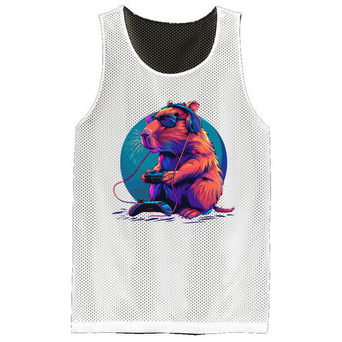 Capybara Funny Capybara Rodent & Video Games Lover Mesh Reversible Basketball Jersey Tank