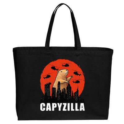 Capybara Funny Capybara Rodent Capyzilla Funny  Cotton Canvas Jumbo Tote